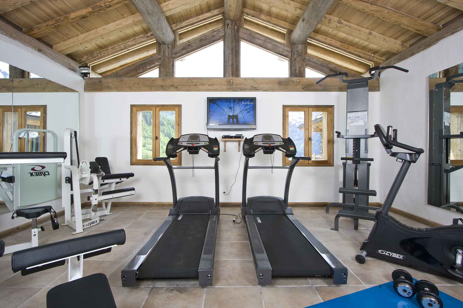 The gym at Chalet Merlo.